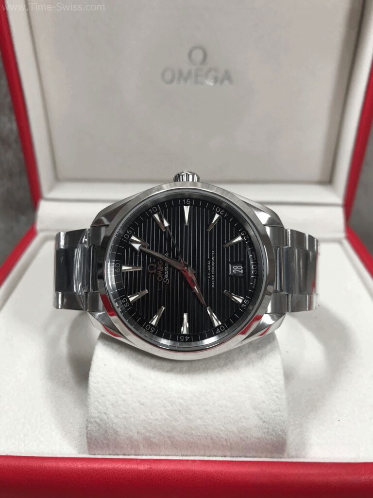 Omega Seamaster Aqua Terra Black Dial Swiss เรือนเงิน หน้าดำ สายเหล็ก 07