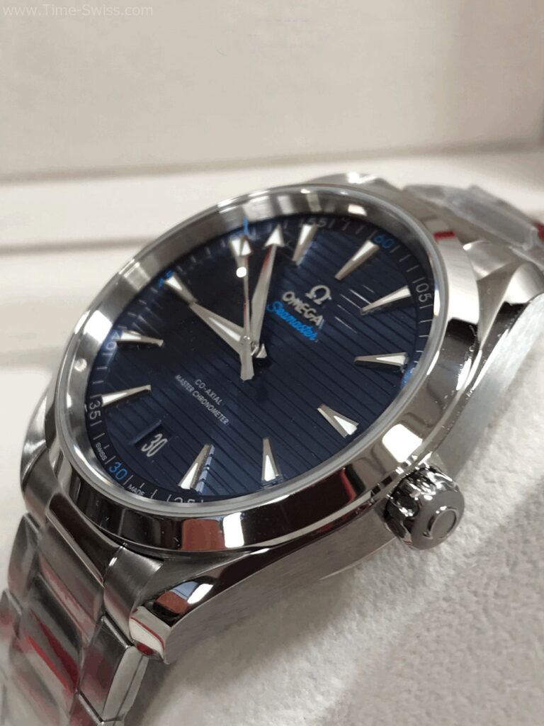 Omega Seamaster Aqua Terra Blue Dial Swiss เรือนเงิน หน้าน้ำเงิน สายเหล็ก 02