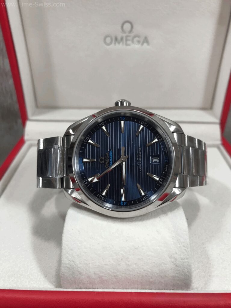 Omega Seamaster Aqua Terra Blue Dial Swiss เรือนเงิน หน้าน้ำเงิน สายเหล็ก 08