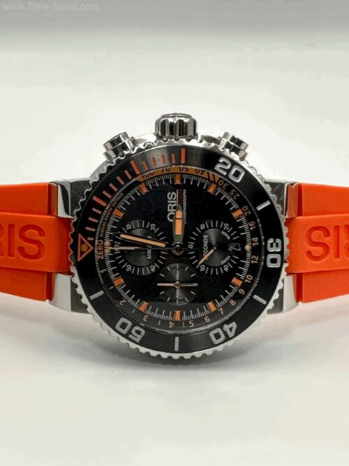 Oris Aquis Depth Gauge Chronograrh Black Dial Orange Rubble 45mm CC