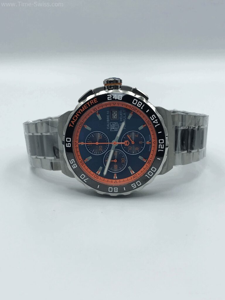 TAG Heuer Formula1 Calibre16 CC เรือนเงิน หน้าขอบส้ม สายเหล็กสลับPVD 02