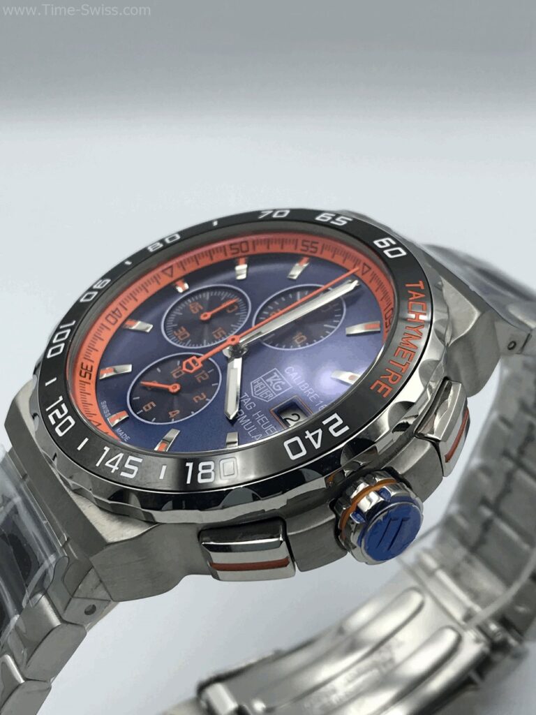 TAG Heuer Formula1 Calibre16 CC เรือนเงิน หน้าขอบส้ม สายเหล็กสลับPVD 03