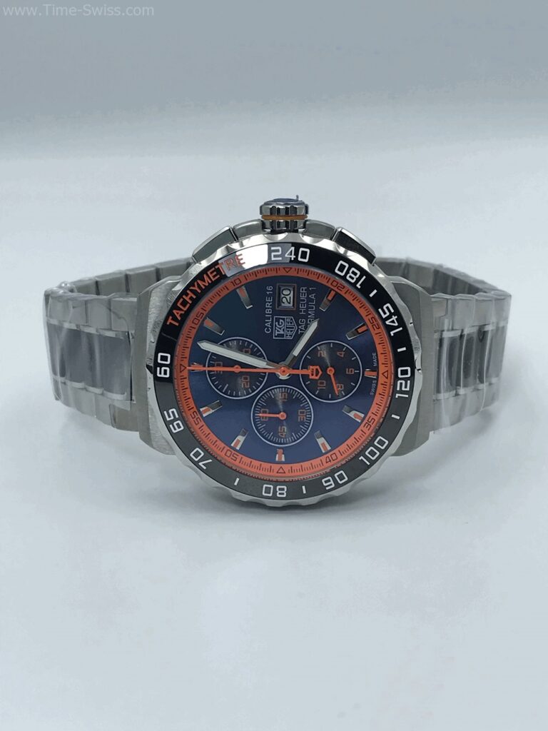 TAG Heuer Formula1 Calibre16 CC เรือนเงิน หน้าขอบส้ม สายเหล็กสลับPVD 07