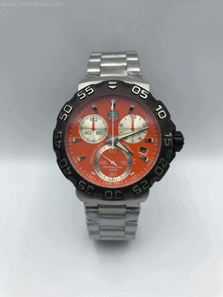 TAG Heuer Formula1 Chronograph Orange CC เรือนเงิน หน้าส้ม สายเหล็ก 01